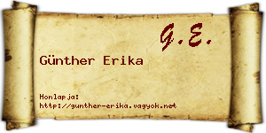 Günther Erika névjegykártya